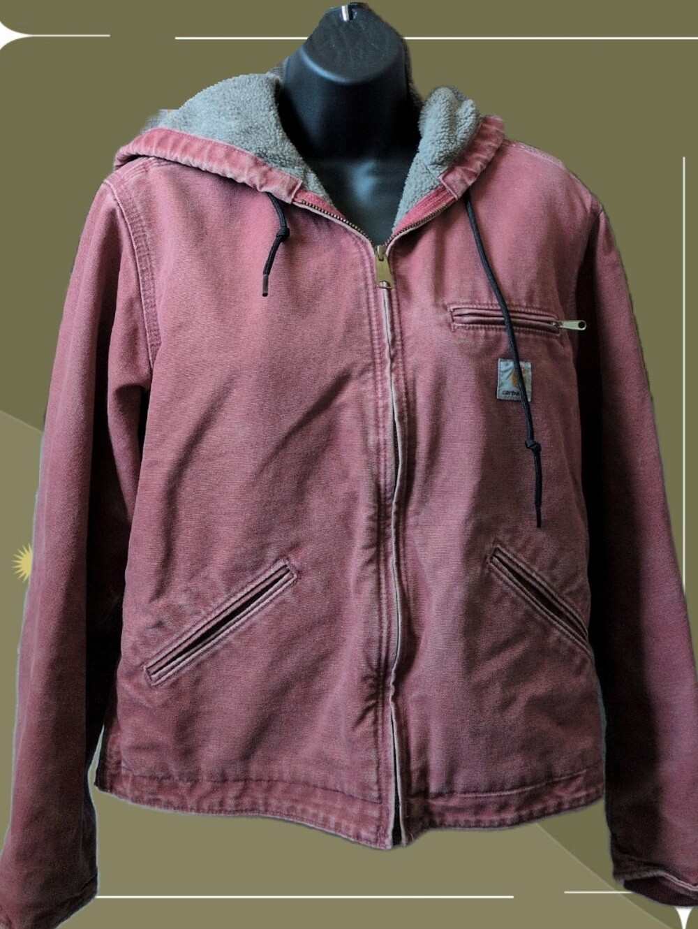 ✨Vintage Carhartt Jacket Women's Medium Pink Rose WJ141 VRS Sherpa Lined  size s